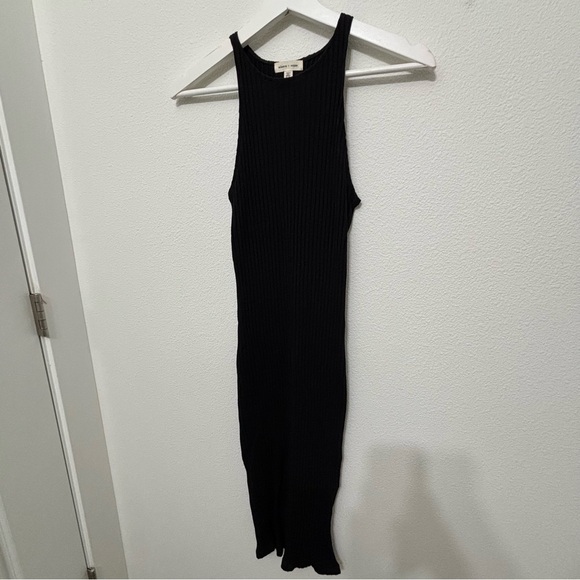 Silence + Noise Black Ribbed Cotton Form Fitting Midi Dress in Small - Picture 2 of 3